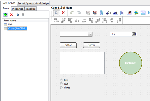 The copied form is called Copy (1) of Main.